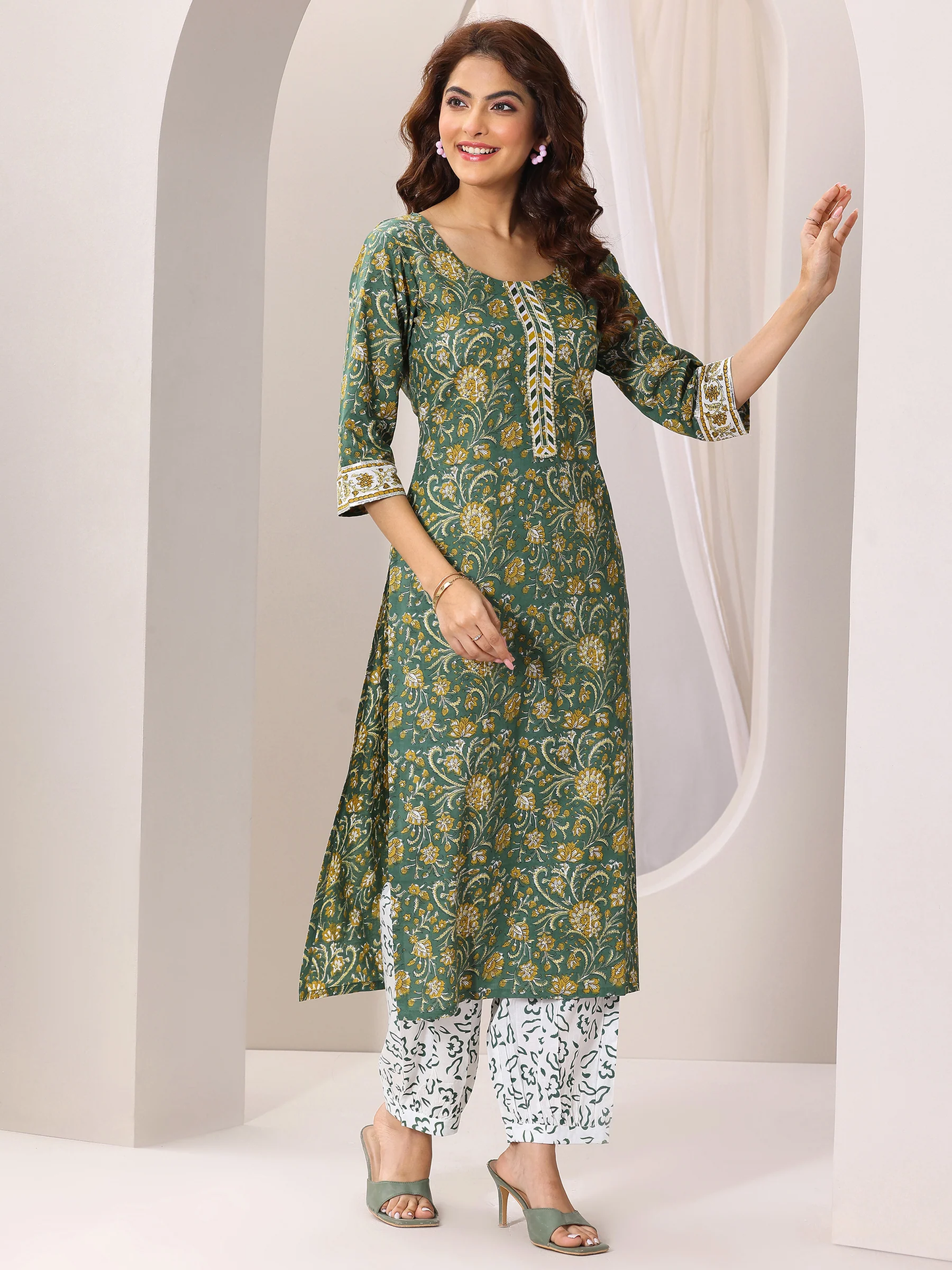 Printed Cotton Straight Suit Set With Dupatta (PACK OF 2)