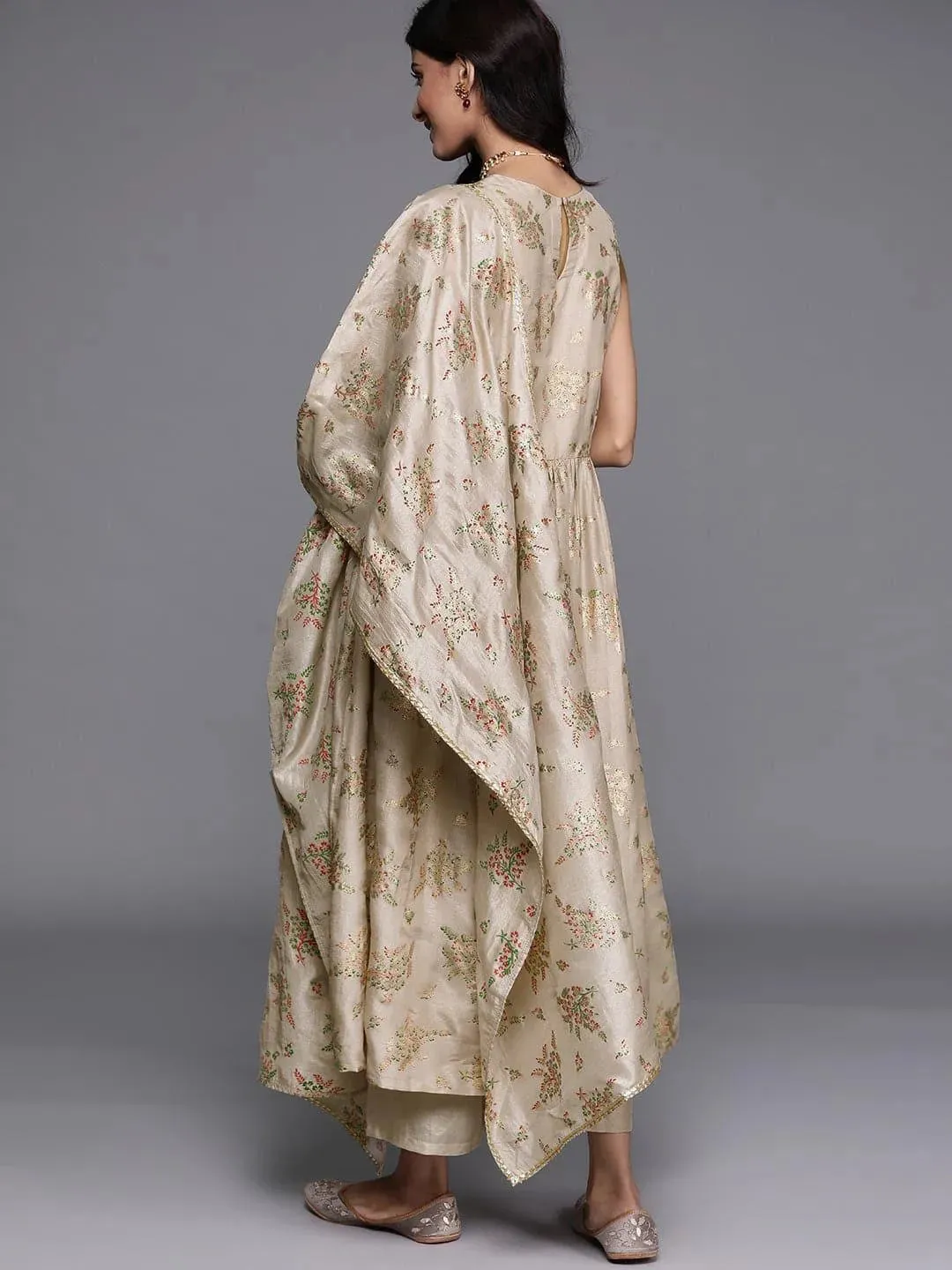 Printed Silk Blend A-Line Kurta With Palazzos & Dupatta (PACK OF 2)