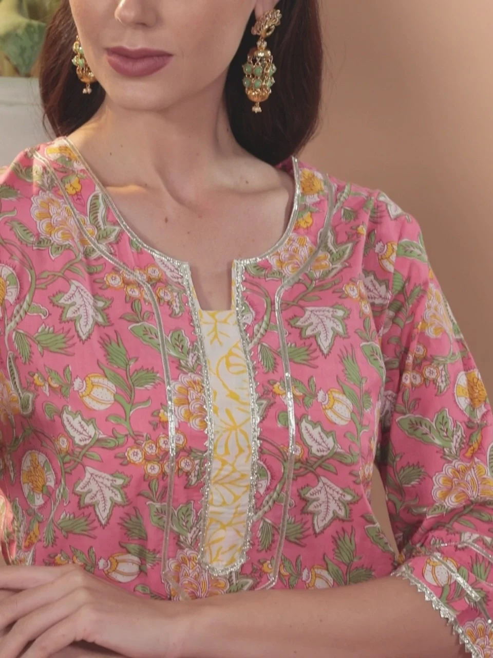 Printed Crepe Straight Kurta With Trousers & Dupatta (PACK OF 2)
