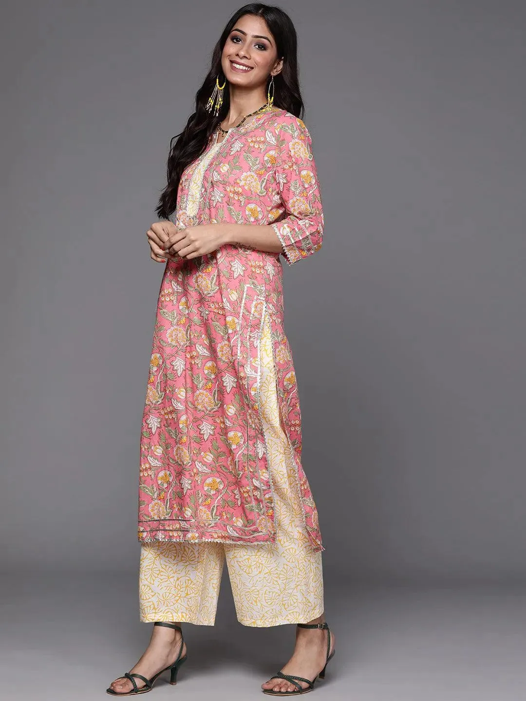 Printed Crepe Straight Kurta With Trousers & Dupatta (PACK OF 2)