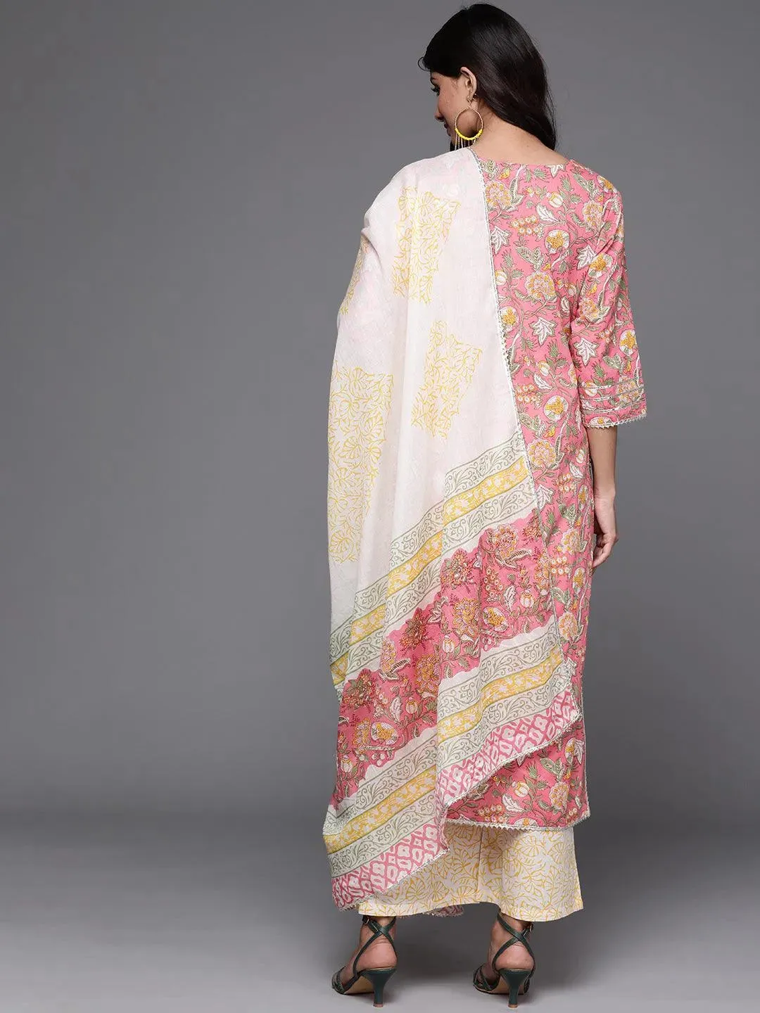 Printed Crepe Straight Kurta With Trousers & Dupatta (PACK OF 2)