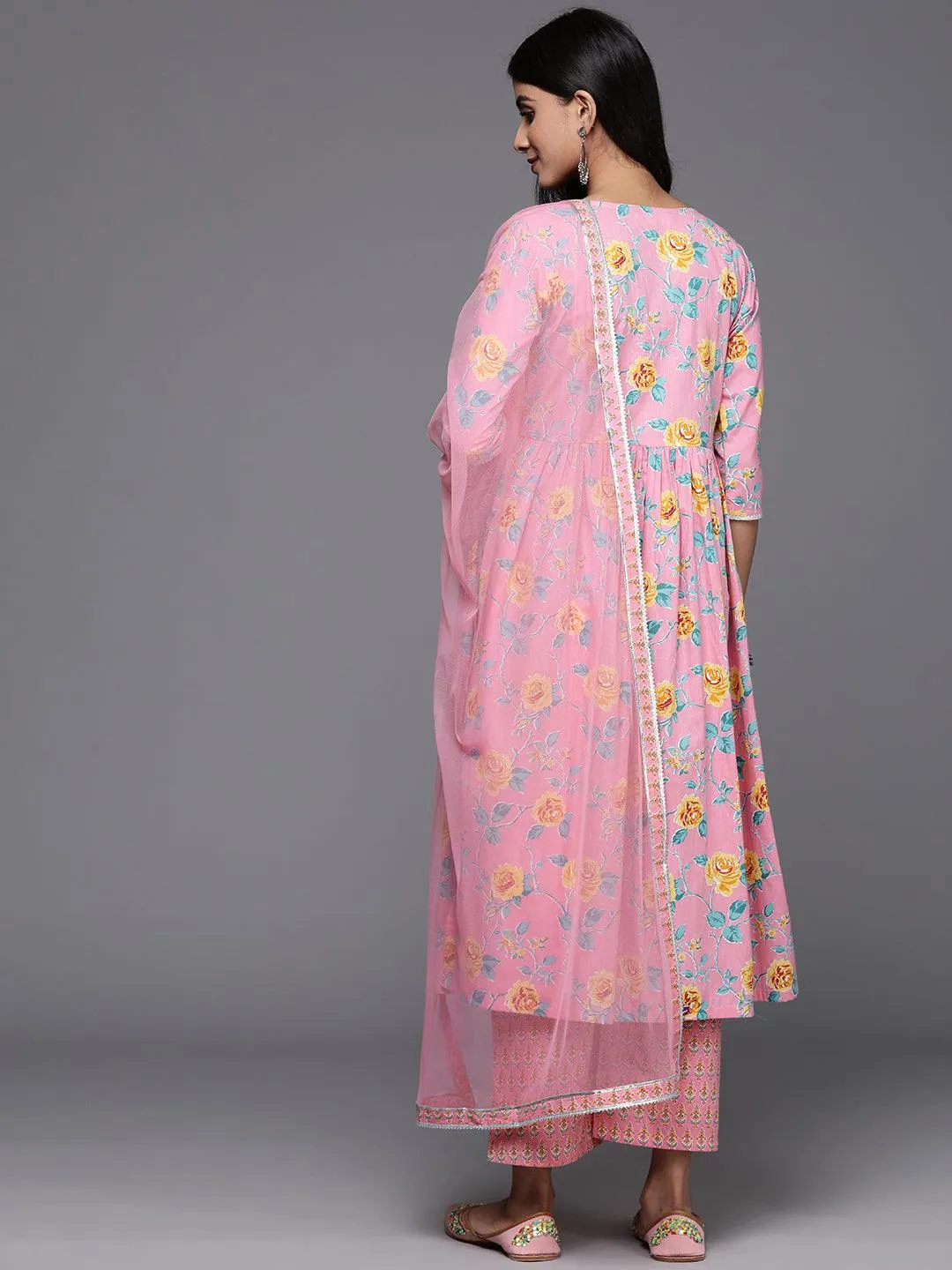 Printed Cotton Straight Kurta With Palazzos & Dupatta (PACK OF 2)