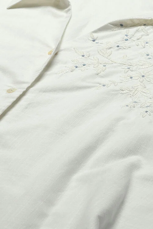 WHITE COTTON STRAIGHT SHIRT