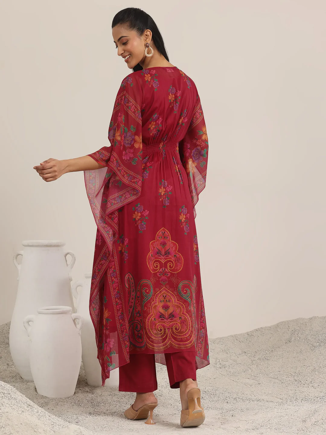 Printed Chiffon A-line Kurta Set (Pack Of 2)