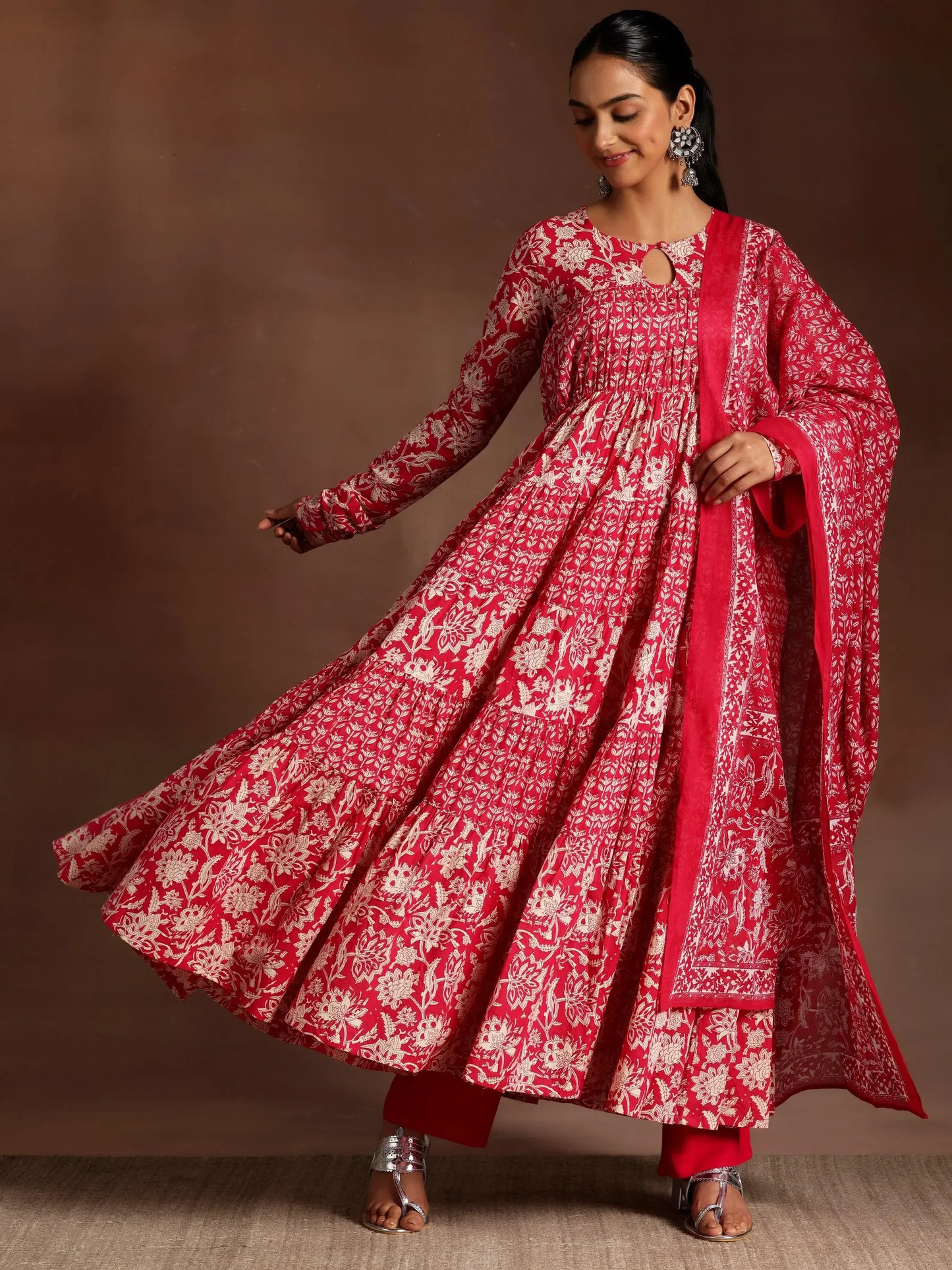 Design Cotton Straight Kurta and Anarkali Kurta With Palazzos & Dupatta (PACK OF 2)