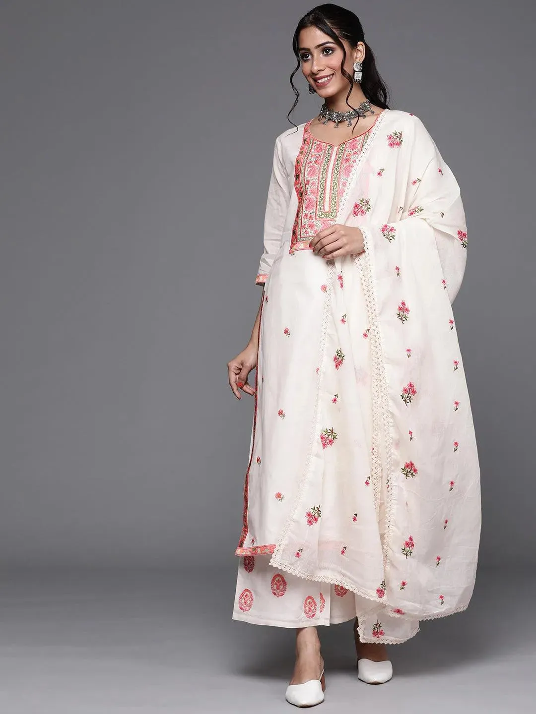 Design Cotton Straight Kurta and Anarkali Kurta With Palazzos & Dupatta (PACK OF 2)