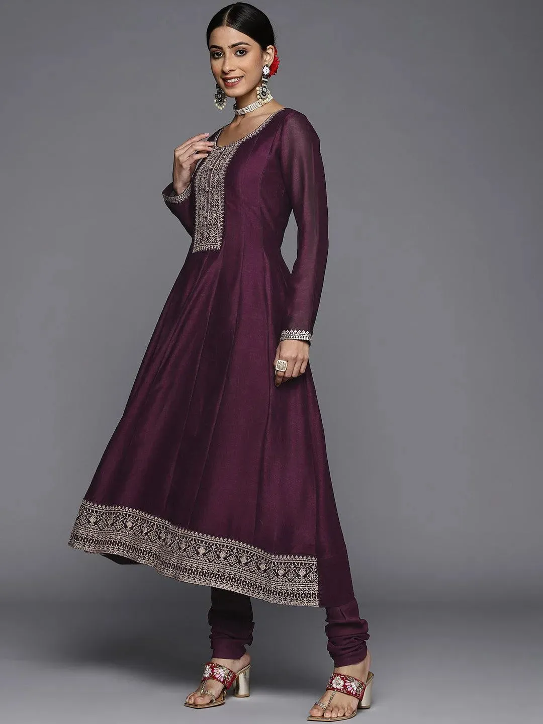 Blend Straight Kurta and Anarkali Suit With Trousers & Dupatta (PACK OF 2)