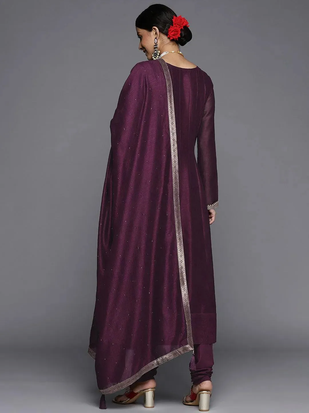 Blend Straight Kurta and Anarkali Suit With Trousers & Dupatta (PACK OF 2)