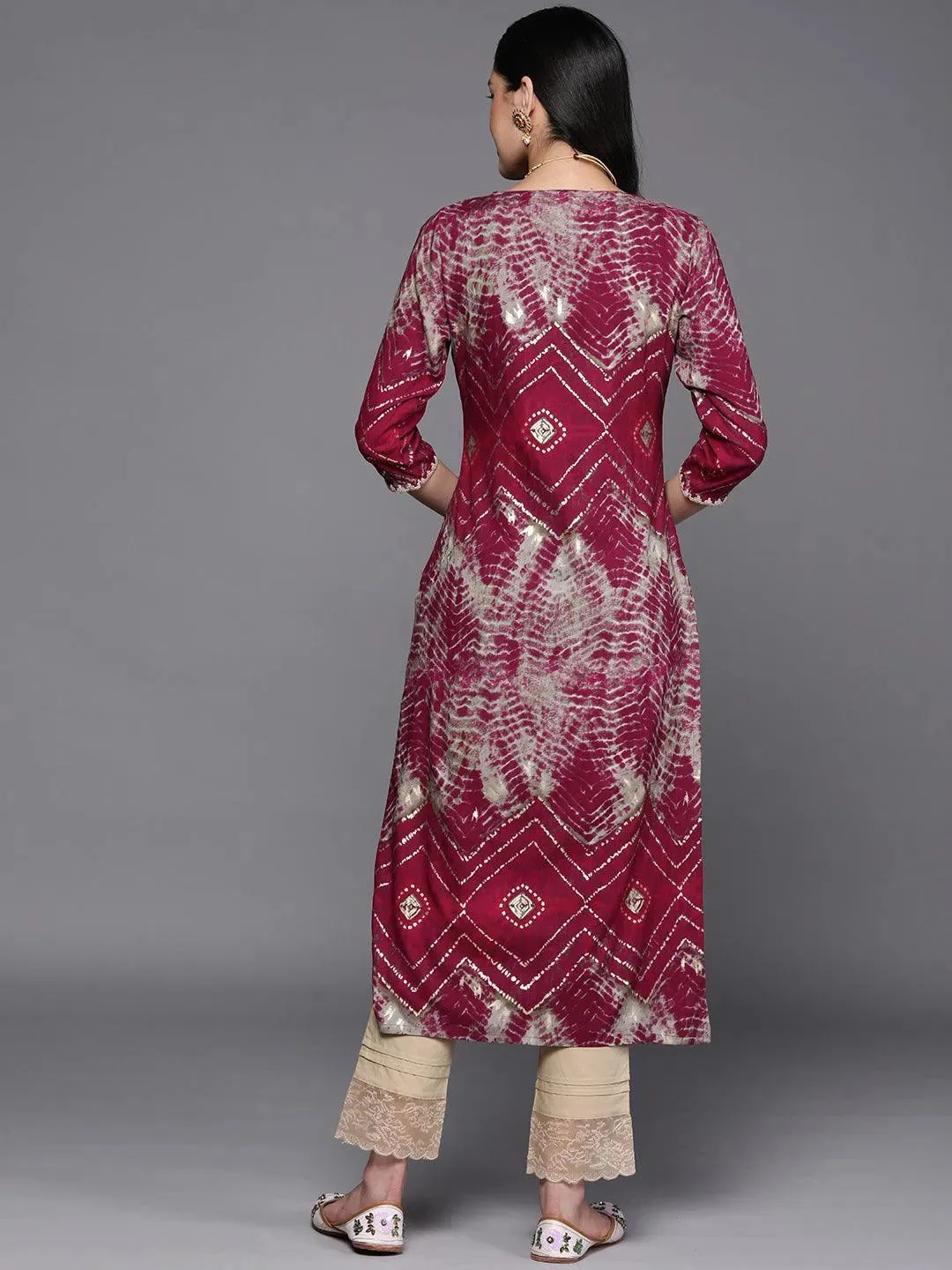 Magenta Yoke Design Rayon Straight Kurta