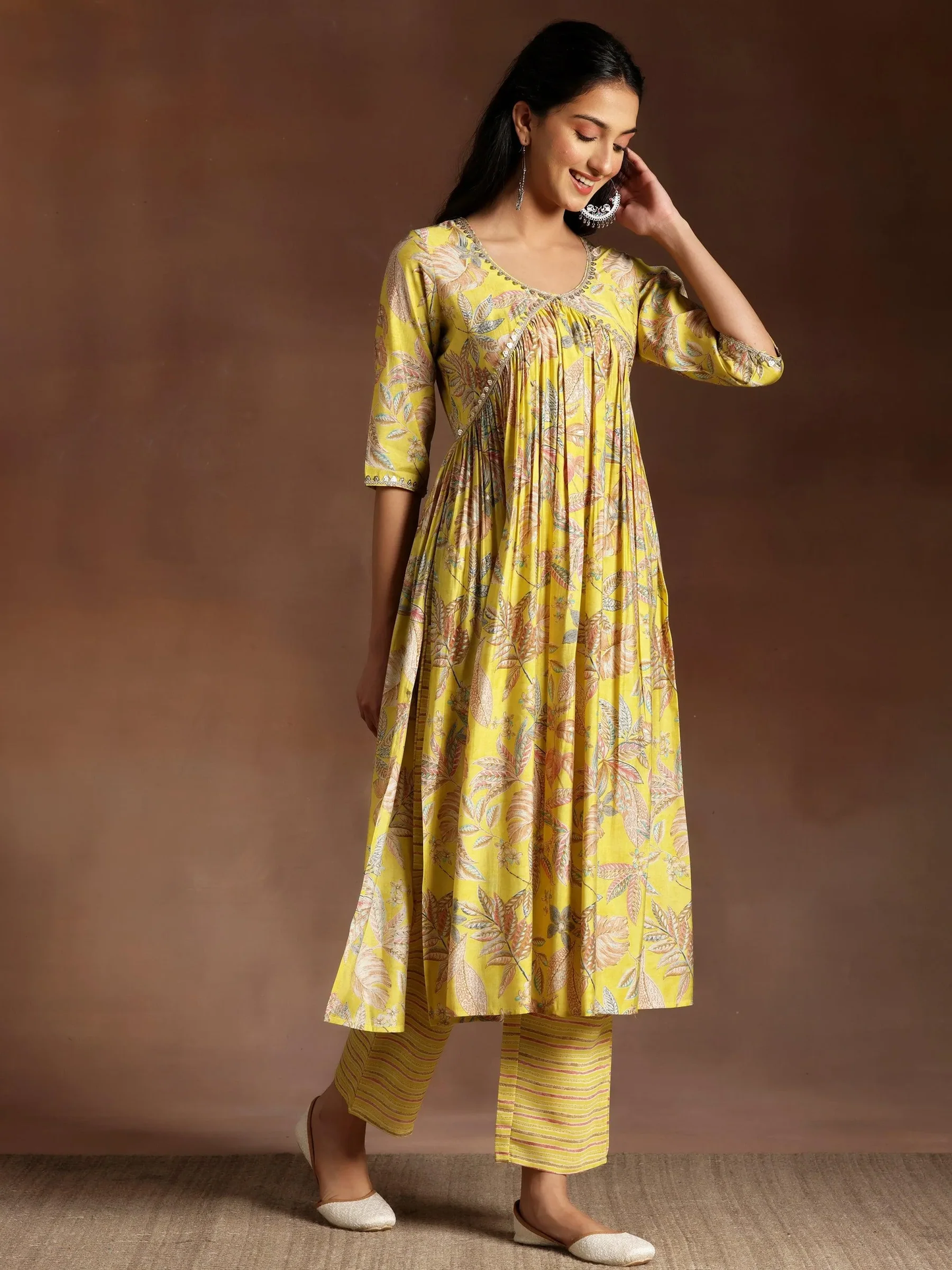 Printed Silk Blend A-Line Kurta With Palazzos & Dupatta (PACK OF 2)