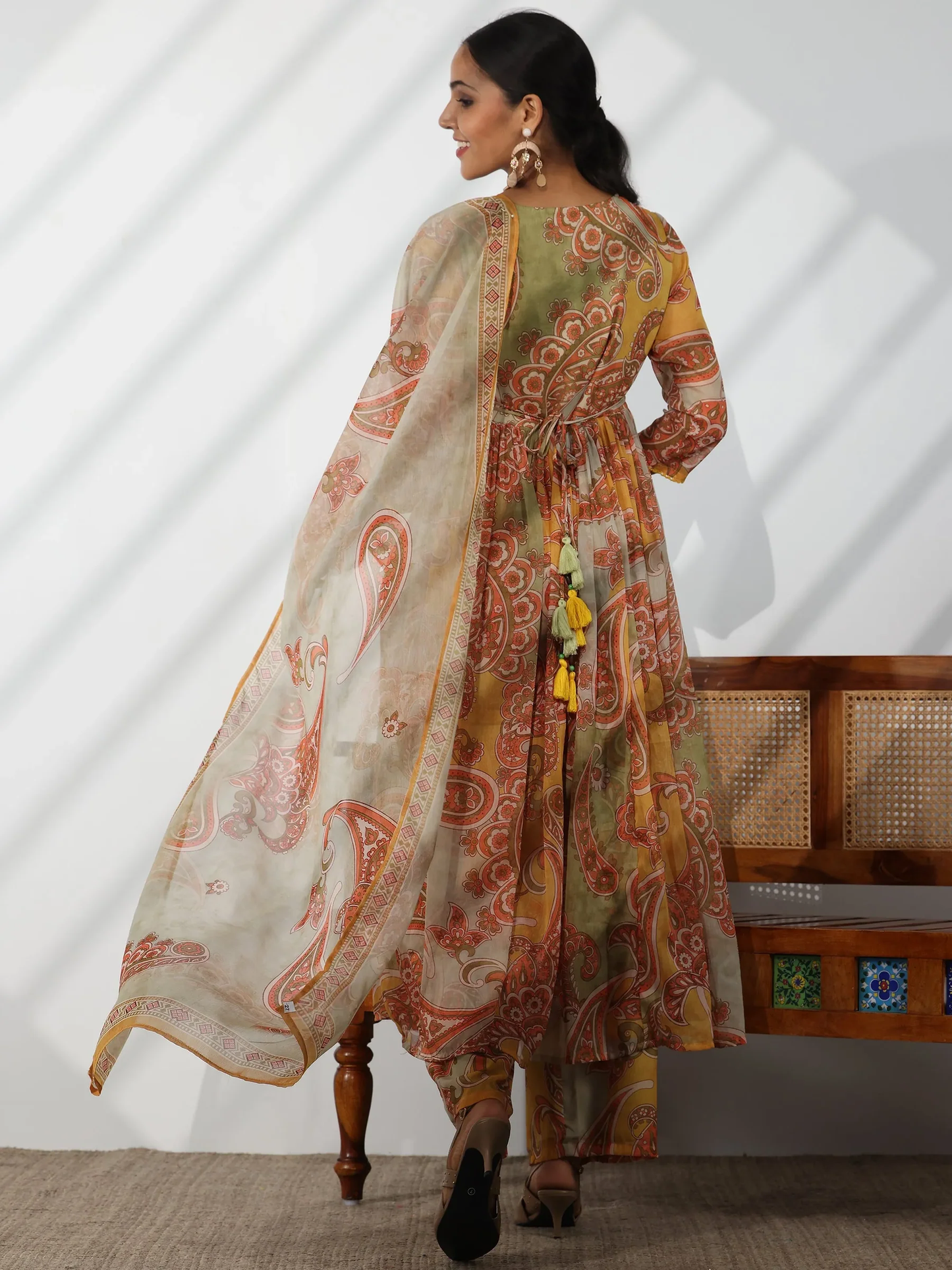 Printed Silk Blend A-Line Kurta With Palazzos & Dupatta (PACK OF 2)
