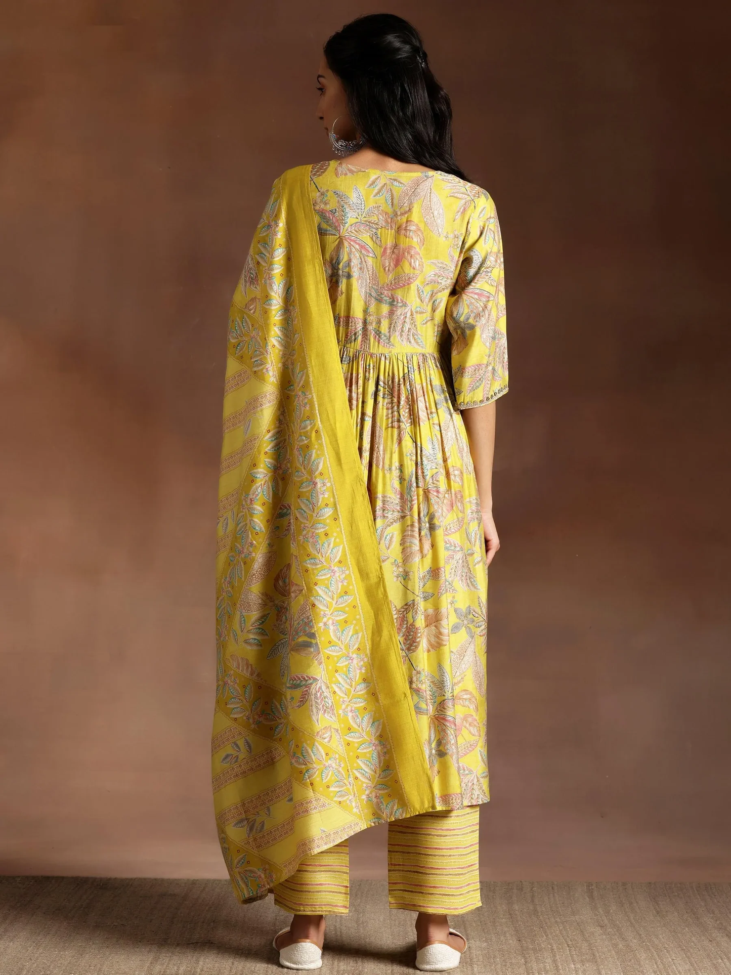 Printed Silk Blend A-Line Kurta With Palazzos & Dupatta (PACK OF 2)