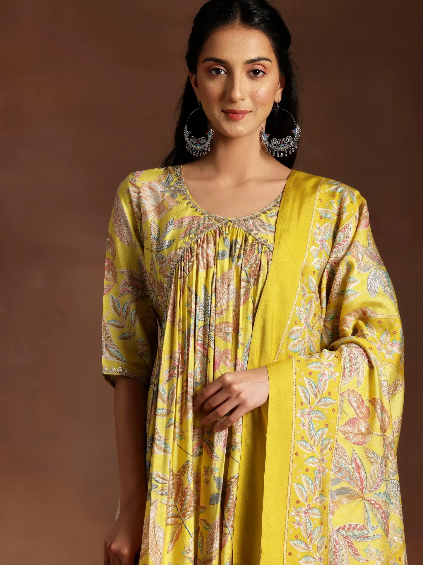 Printed Silk Blend A-Line Kurta With Palazzos & Dupatta (PACK OF 2)