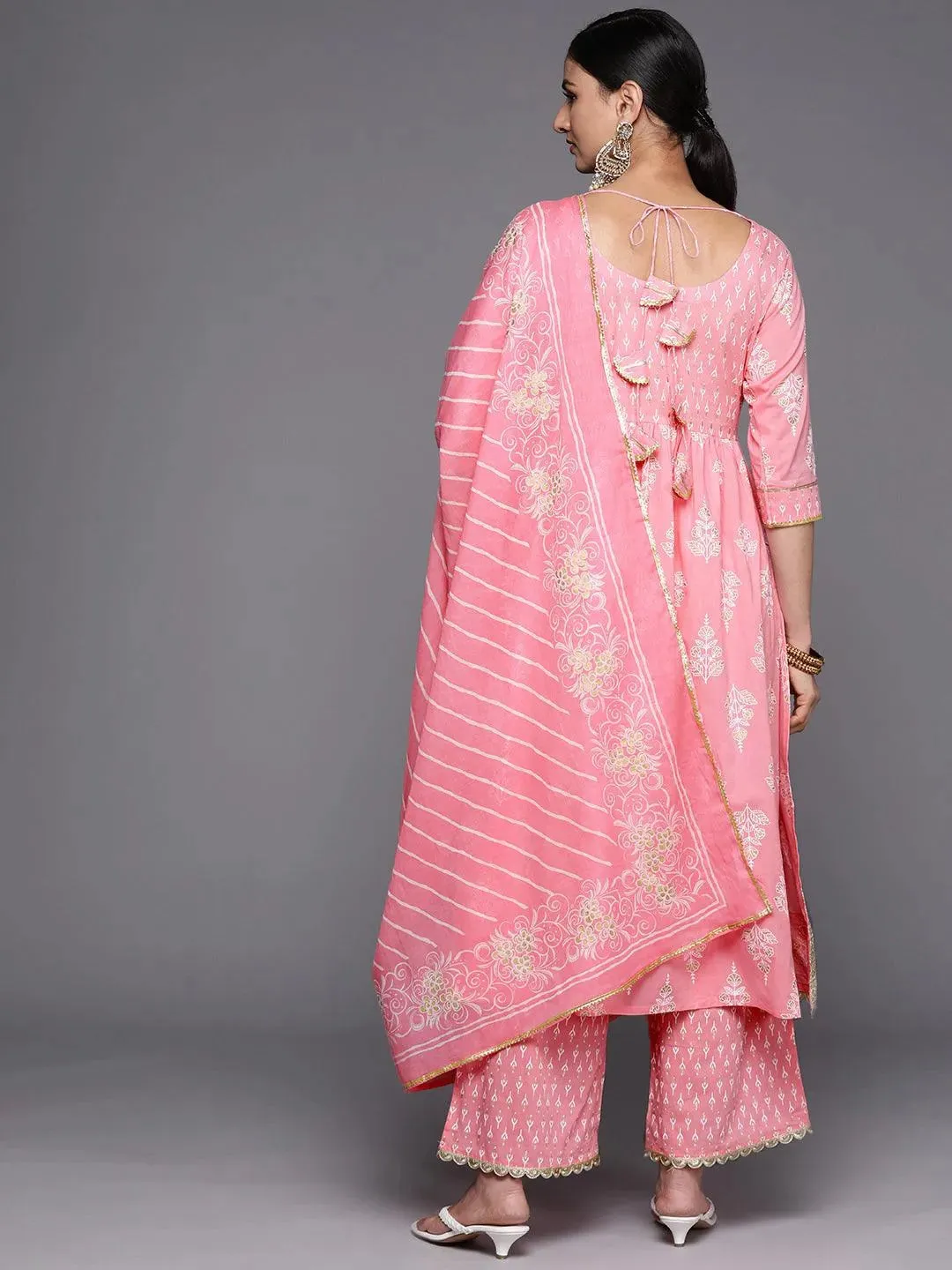 Design Cotton Anarkali Kurta and Straight Kurta With Palazzos & Dupatta (PACK OF 2)