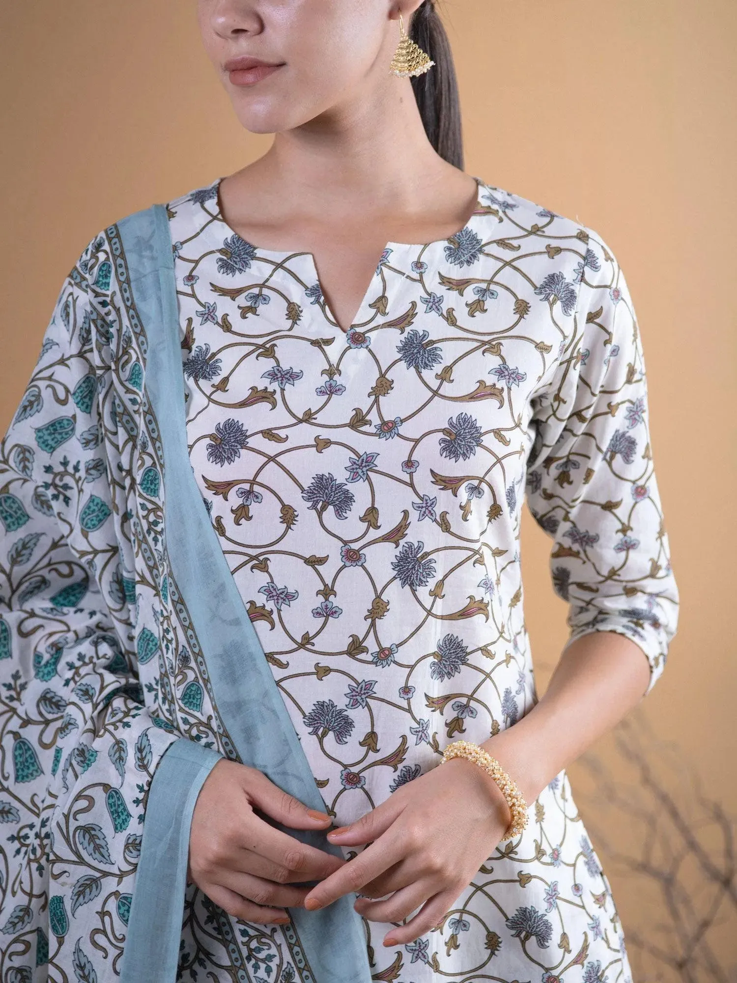 Cotton Straight Kurta With Palazzos & Dupatta (PACK OF 2)