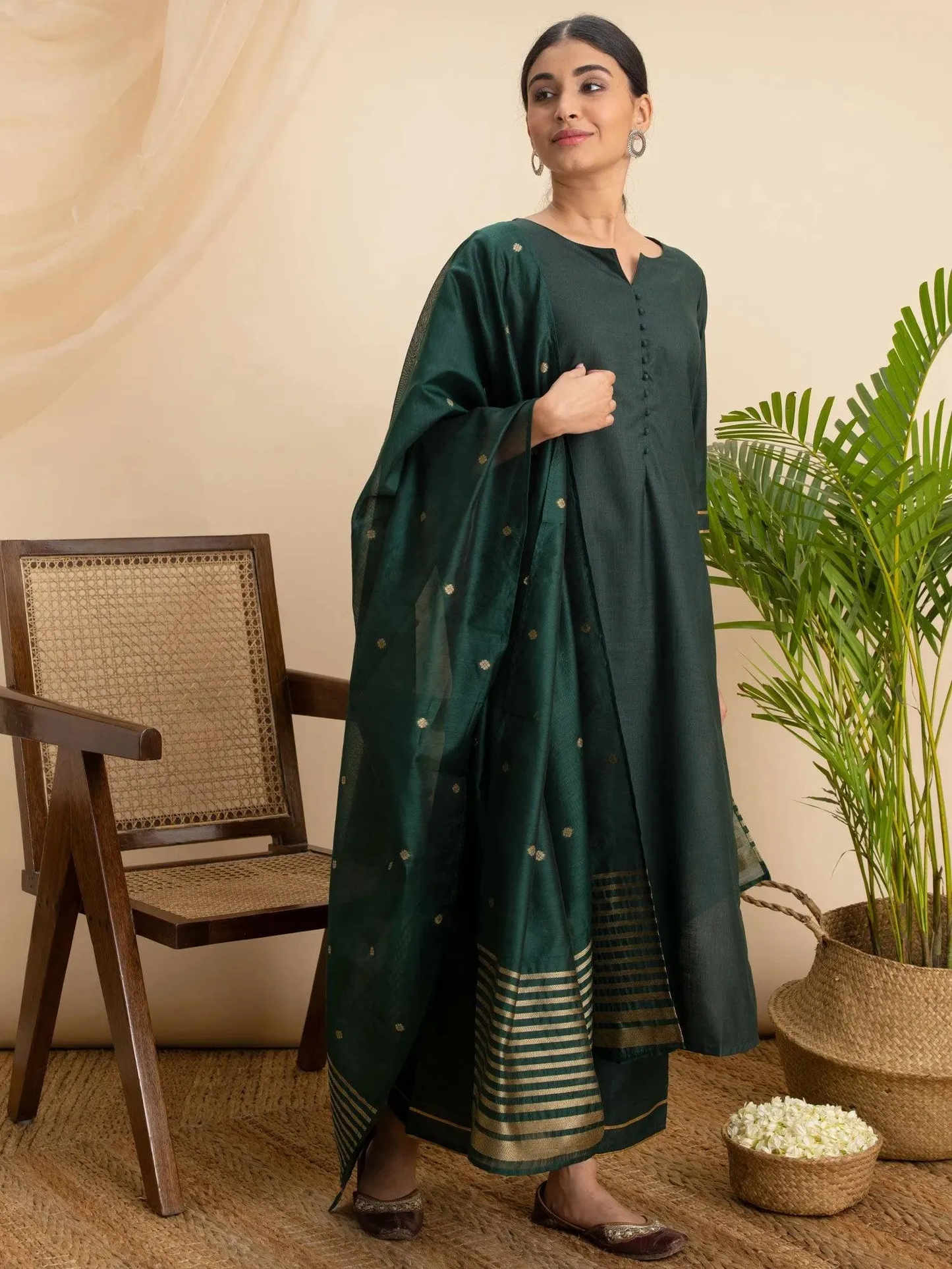 Cotton Straight Kurta With Palazzos & Dupatta (PACK OF 2)