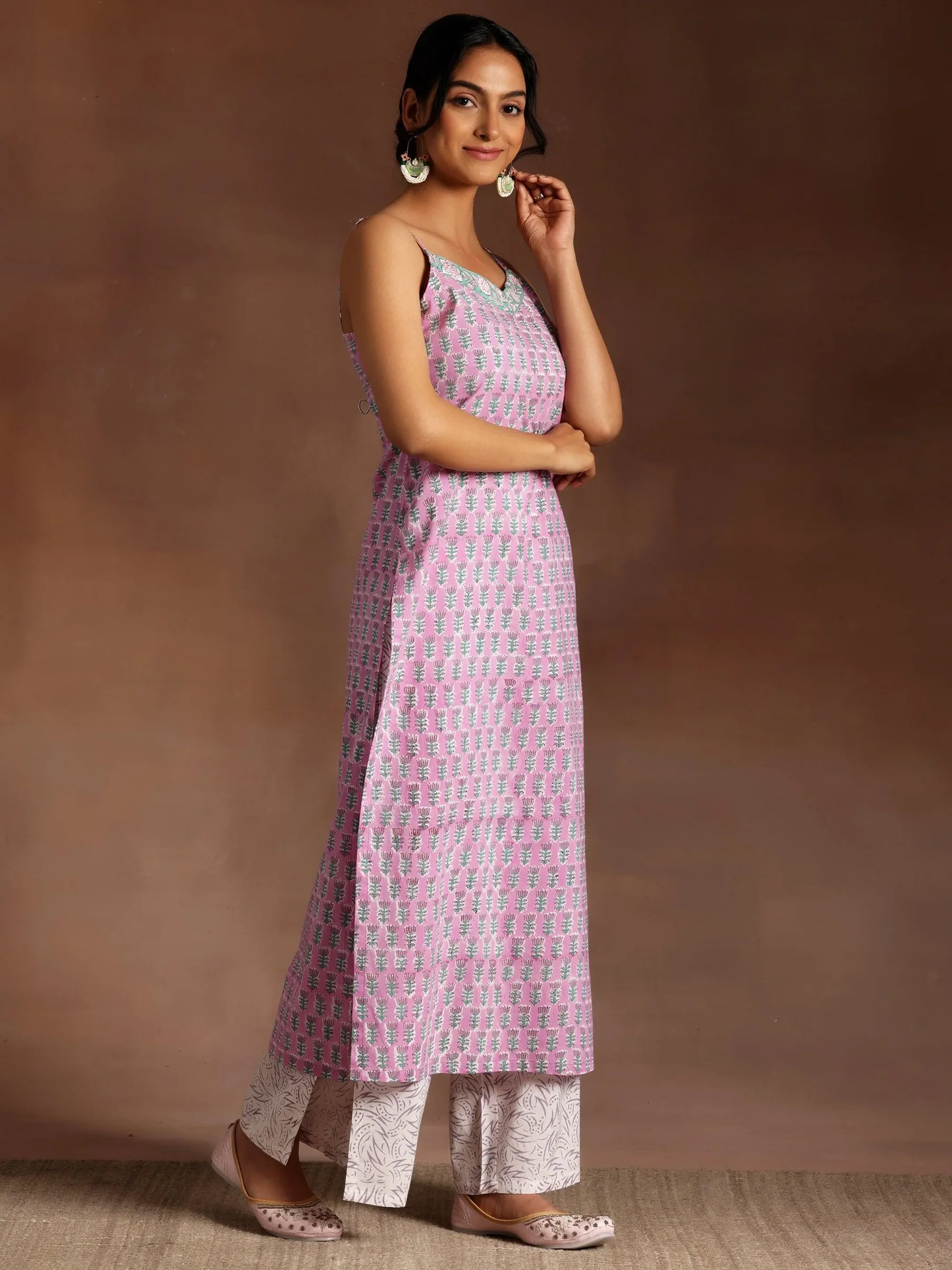 Printed Poly Chiffon A-Line Kurta With Palazzos & Dupatta (PACK OF 2)