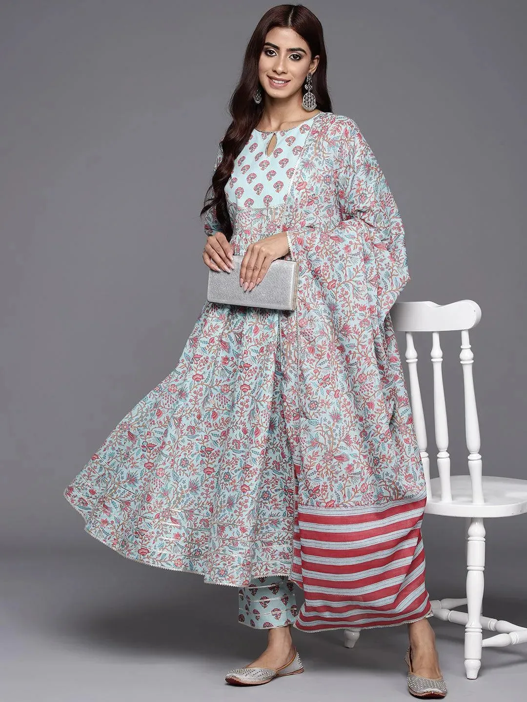 Cotton Straight Kurta and Anarkali Kurta With Palazzos & Dupatta (PACK OF 2)