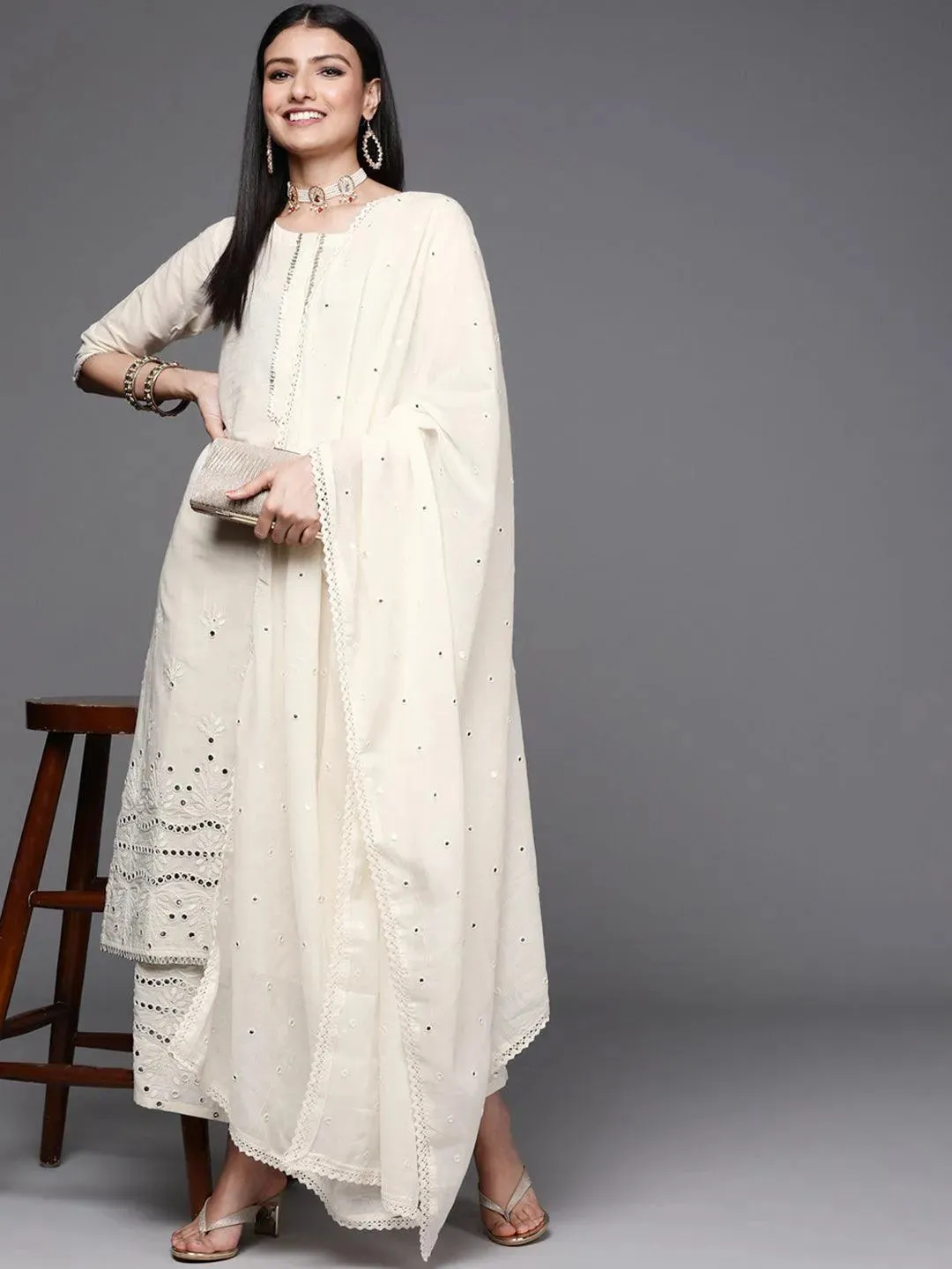 Cotton Straight Kurta and Anarkali Kurta With Palazzos & Dupatta (PACK OF 2)