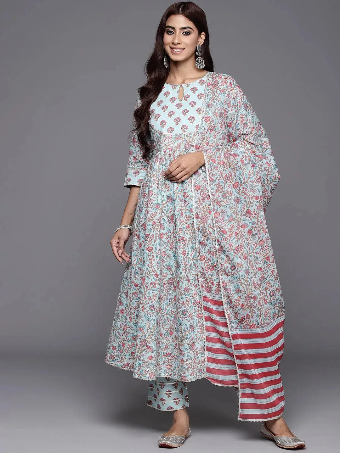 Cotton Straight Kurta and Anarkali Kurta With Palazzos & Dupatta (PACK OF 2)