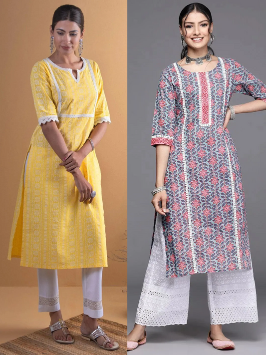 Printed Cotton Kurta (PACK OF 2)