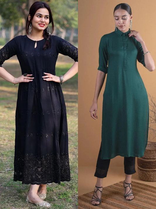 Design Rayon Kurta and Dress (PACK OF 2)