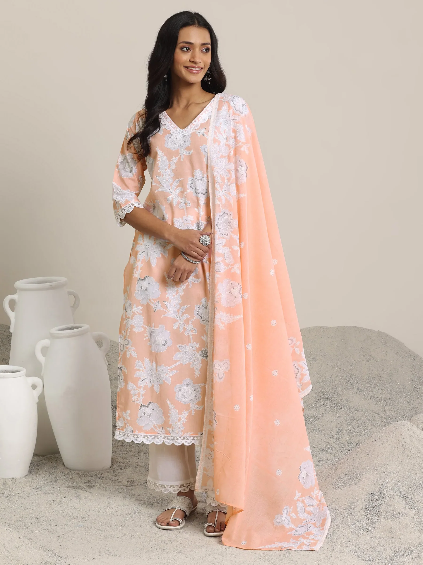 Printed Cotton Straight Suit Set With Dupatta (PACK OF 2)