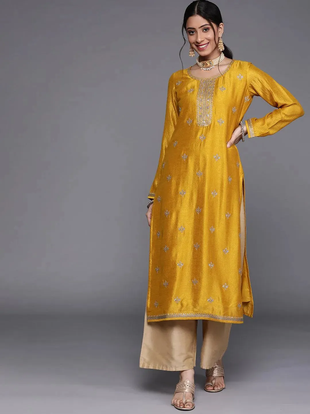 Printed Chanderi Silk Straight Suit With Dupatta (PACK OF 2)