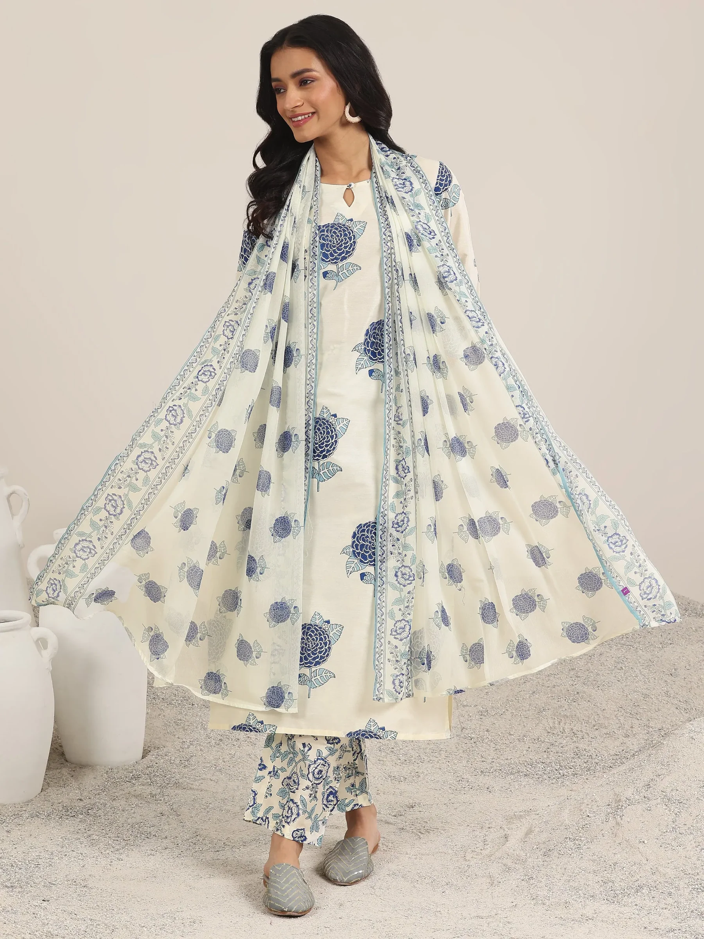 Printed Chanderi Silk Straight Suit With Dupatta (PACK OF 2)