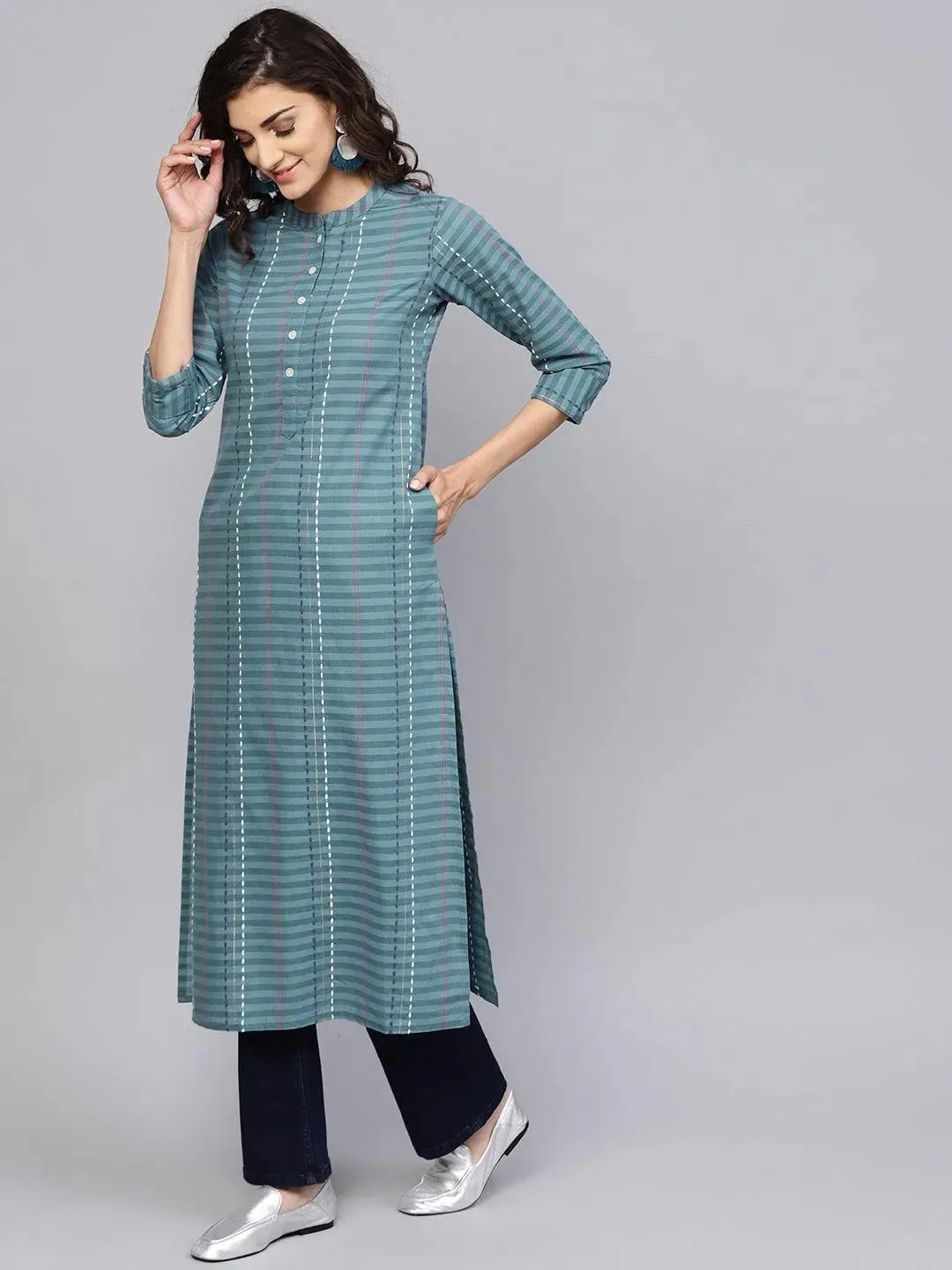 Printed Silk Blend A-Line Kurta With Palazzos & Dupatta (PACK OF 2)