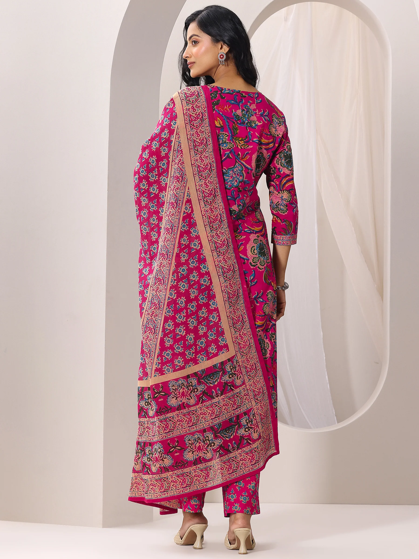 Printed Cotton Straight Suit With Dupatta (Pack Of 2)