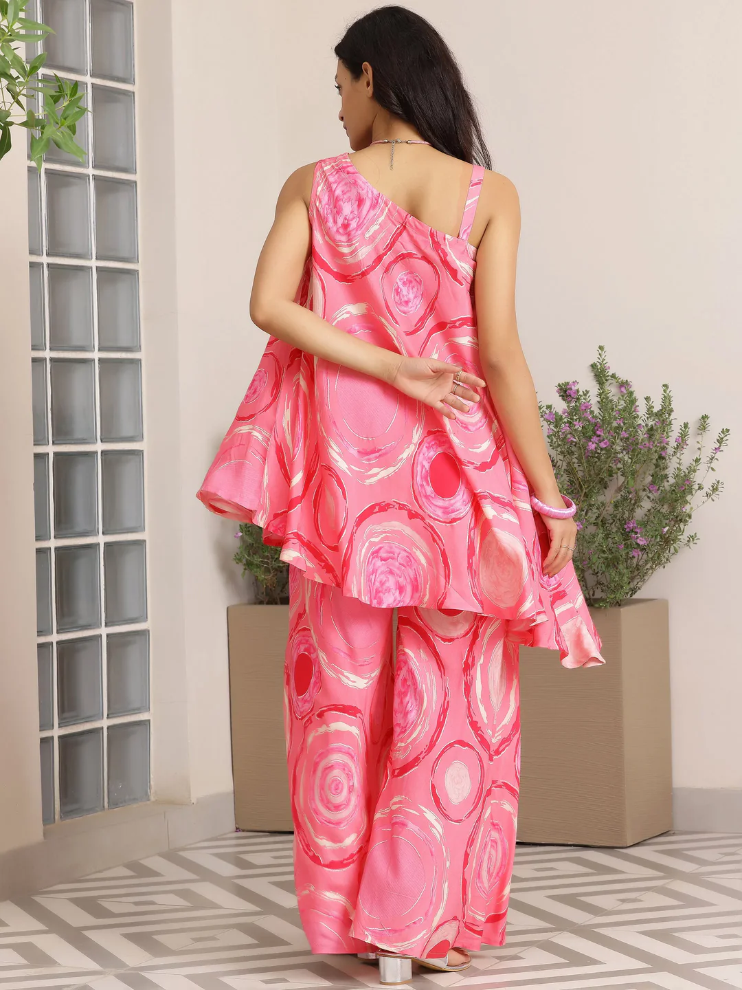 Printed Silk Blend Co-Ords Kurti (Pack of 2)