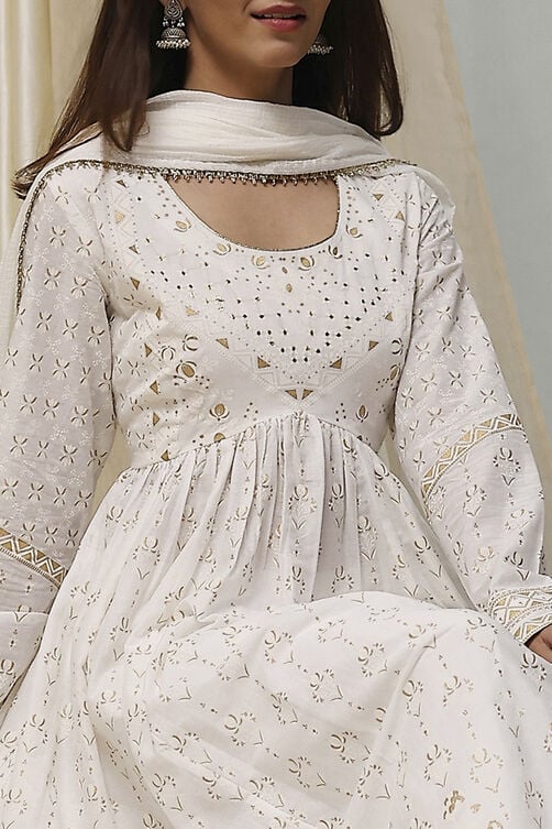 COTTON PRINTED ANARKALI SUIT SET (Pack Of 2)