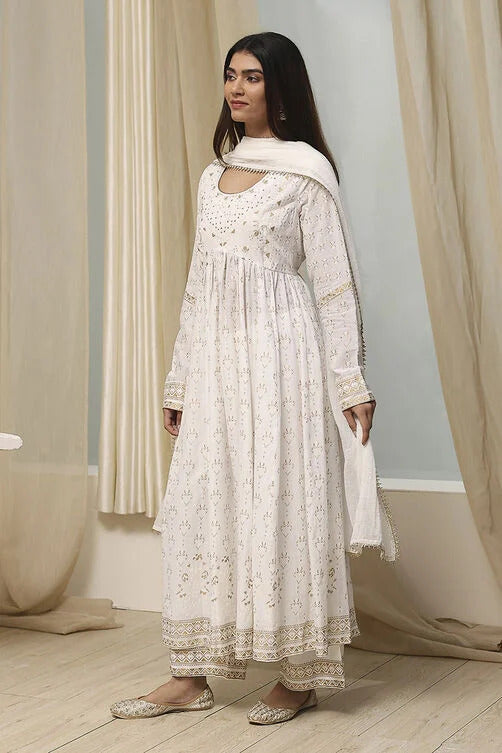 COTTON PRINTED ANARKALI SUIT SET (Pack Of 2)