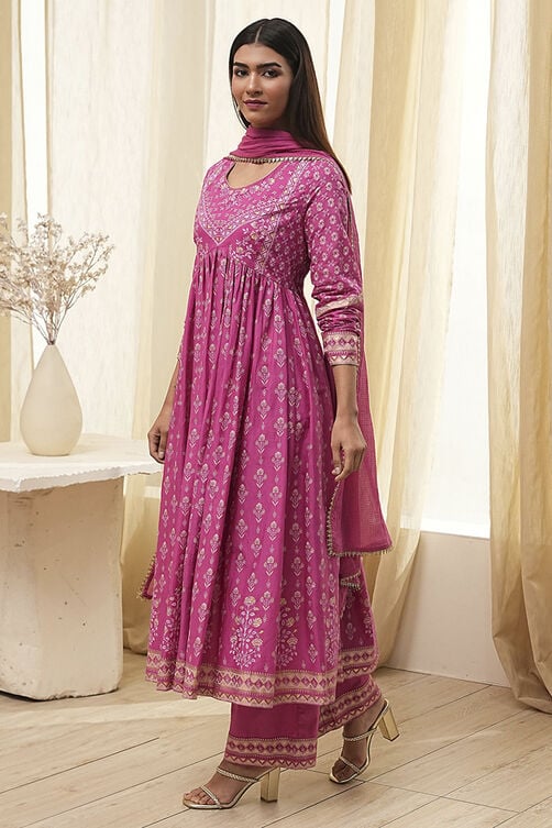 COTTON PRINTED ANARKALI SUIT SET (Pack Of 2)