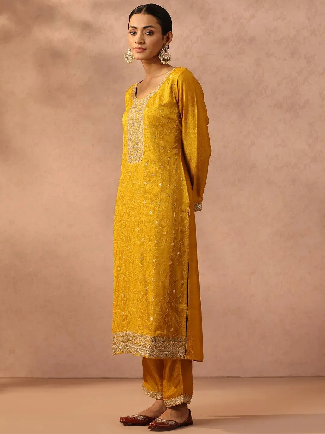 Blend Straight Kurta and Anarkali Suit With Trousers & Dupatta (PACK OF 2)