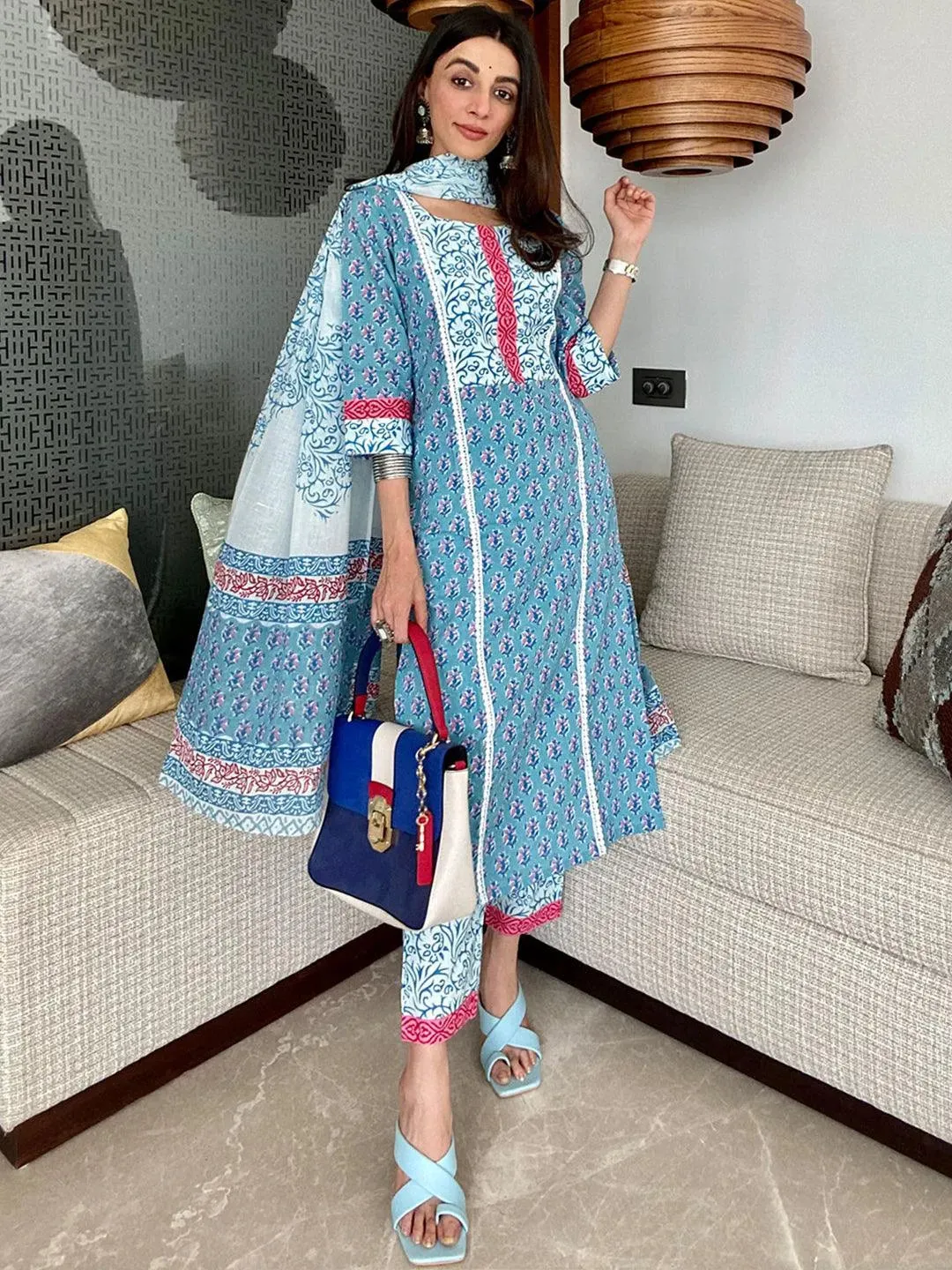 Printed Cotton Straight Suit With Dupatta (Pack Of 2)