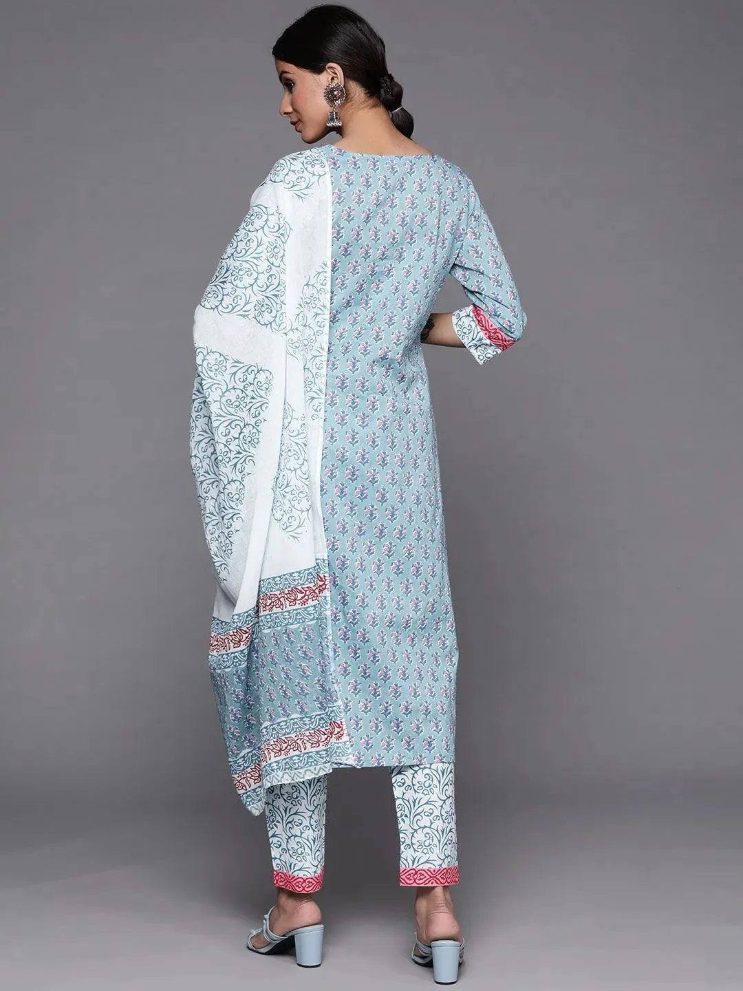 Printed Cotton Straight Suit With Dupatta (Pack Of 2)
