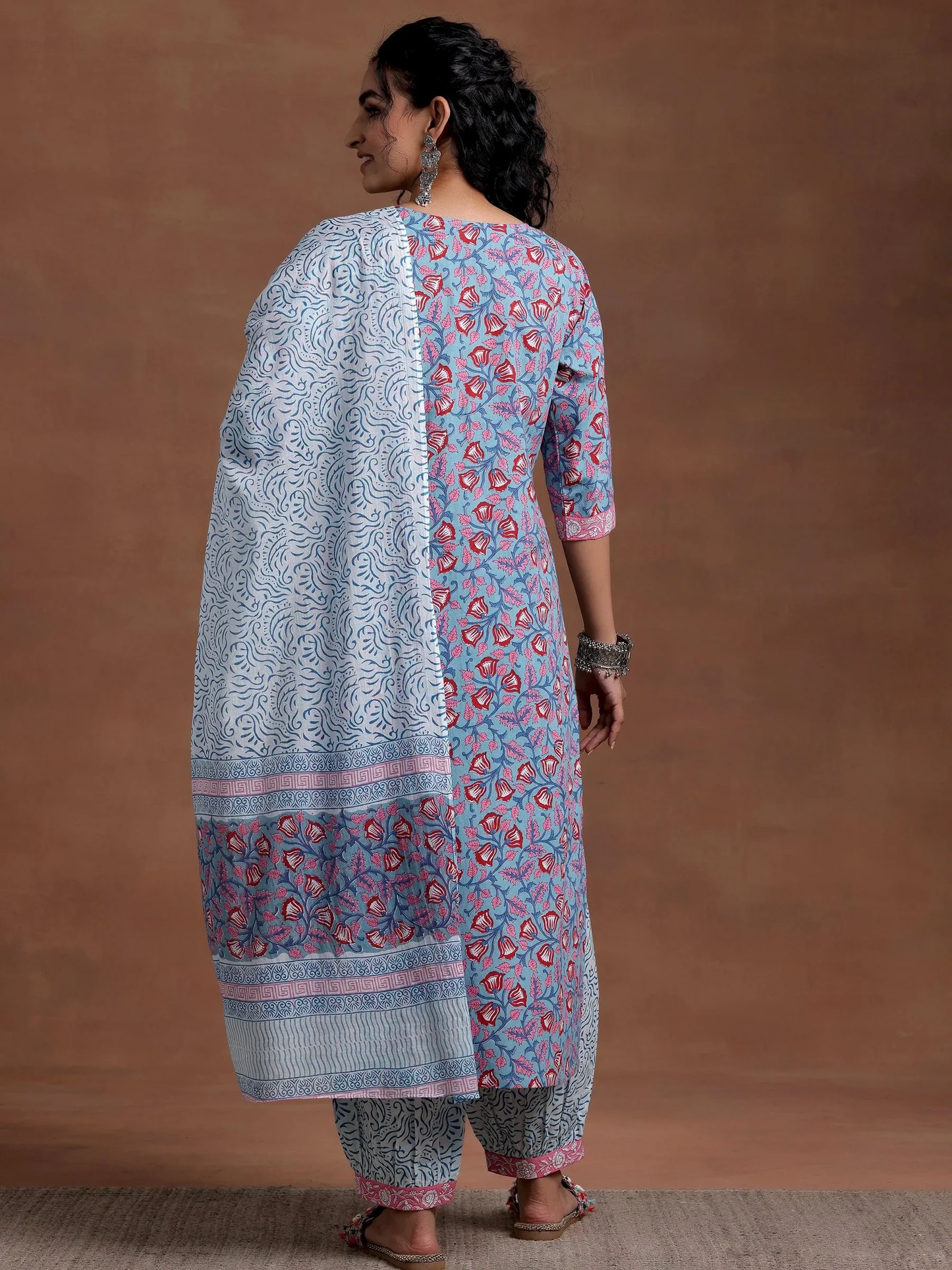Printed Cotton Straight Suit With Dupatta (Pack Of 2)
