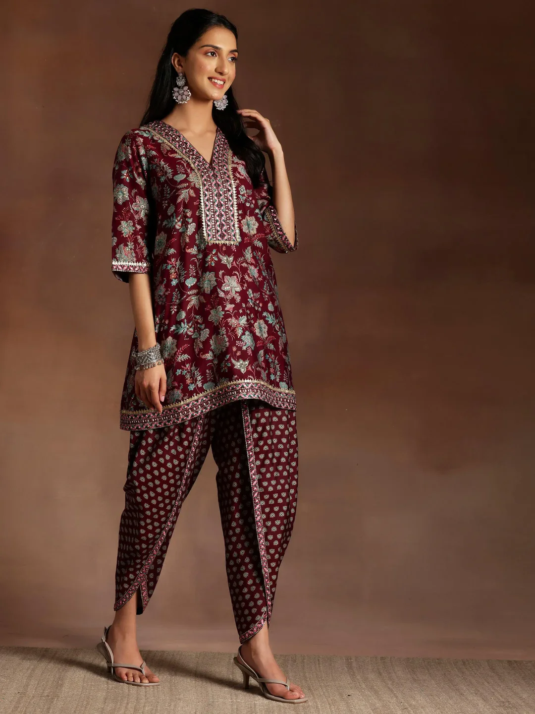 Printed Silk Blend Straight Suit With Dupatta (Pack Of 2)