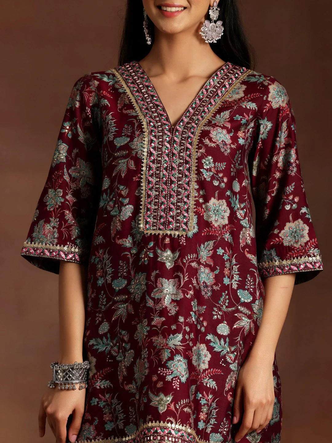 Printed Silk Blend Straight Suit With Dupatta (Pack Of 2)