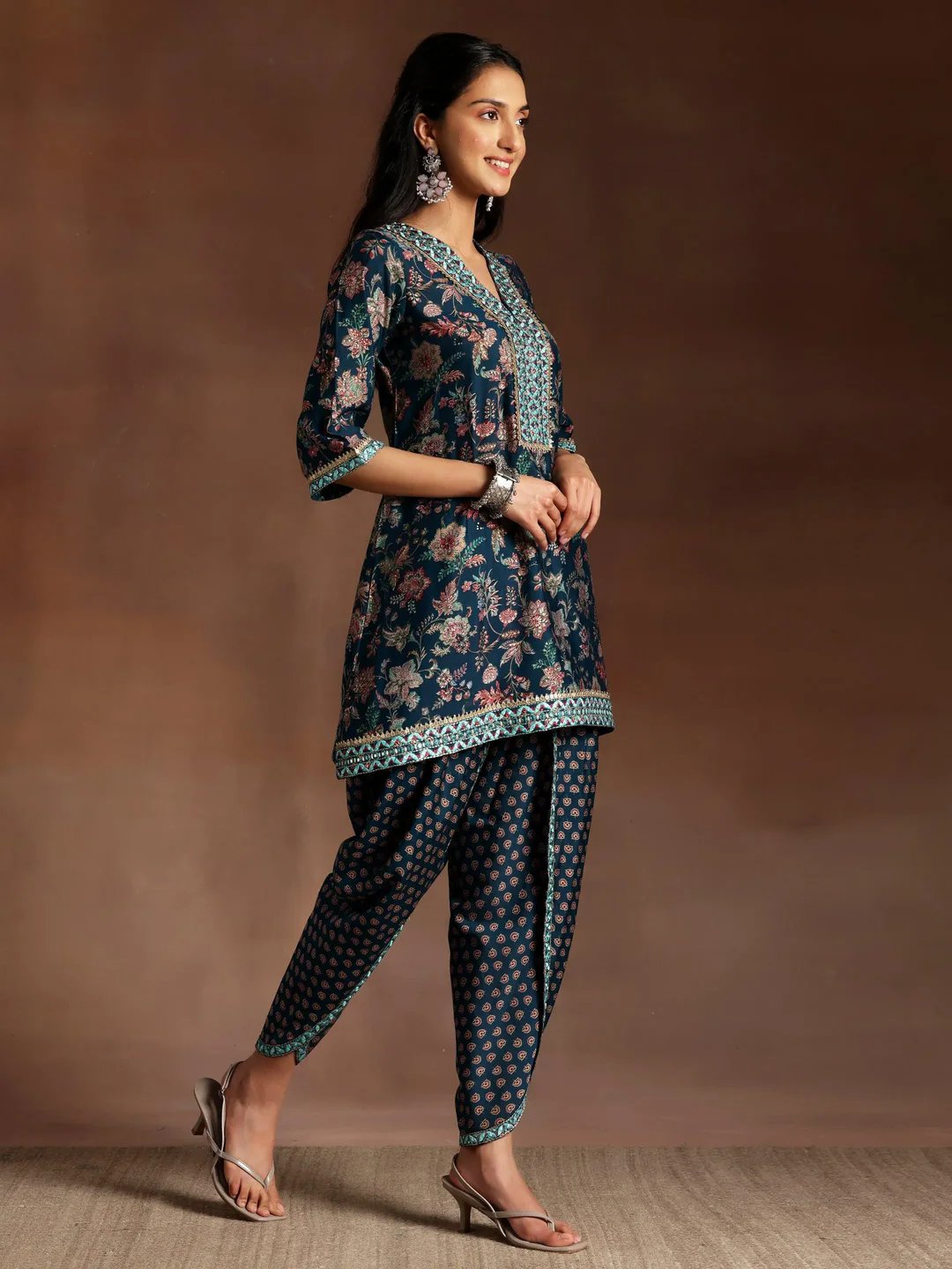 Printed Silk Blend Straight Suit With Dupatta (Pack Of 2)