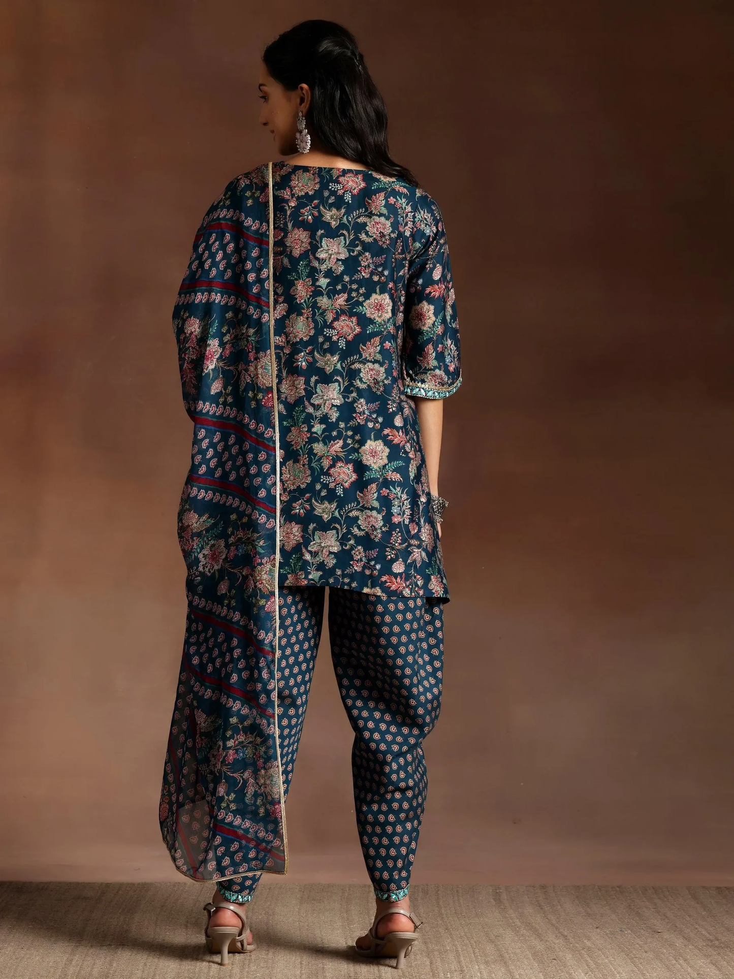 Printed Silk Blend Straight Suit With Dupatta (Pack Of 2)