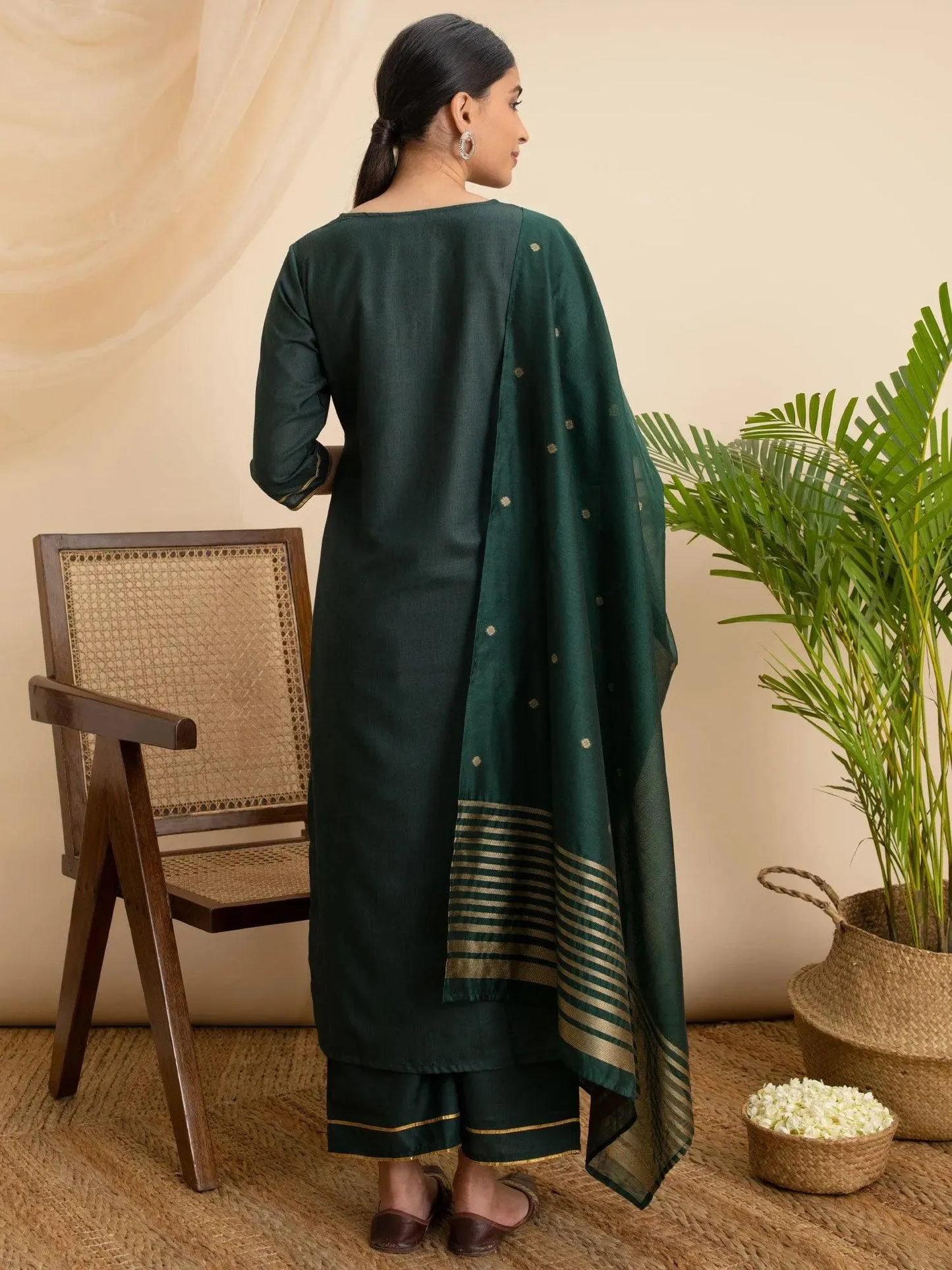 Cotton Straight Kurta With Palazzos & Dupatta (PACK OF 2)