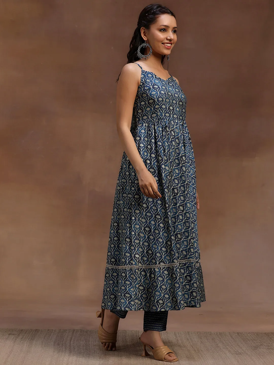 Printed Silk Blend Anarkali Suit With Dupatta (PACK OF 2)