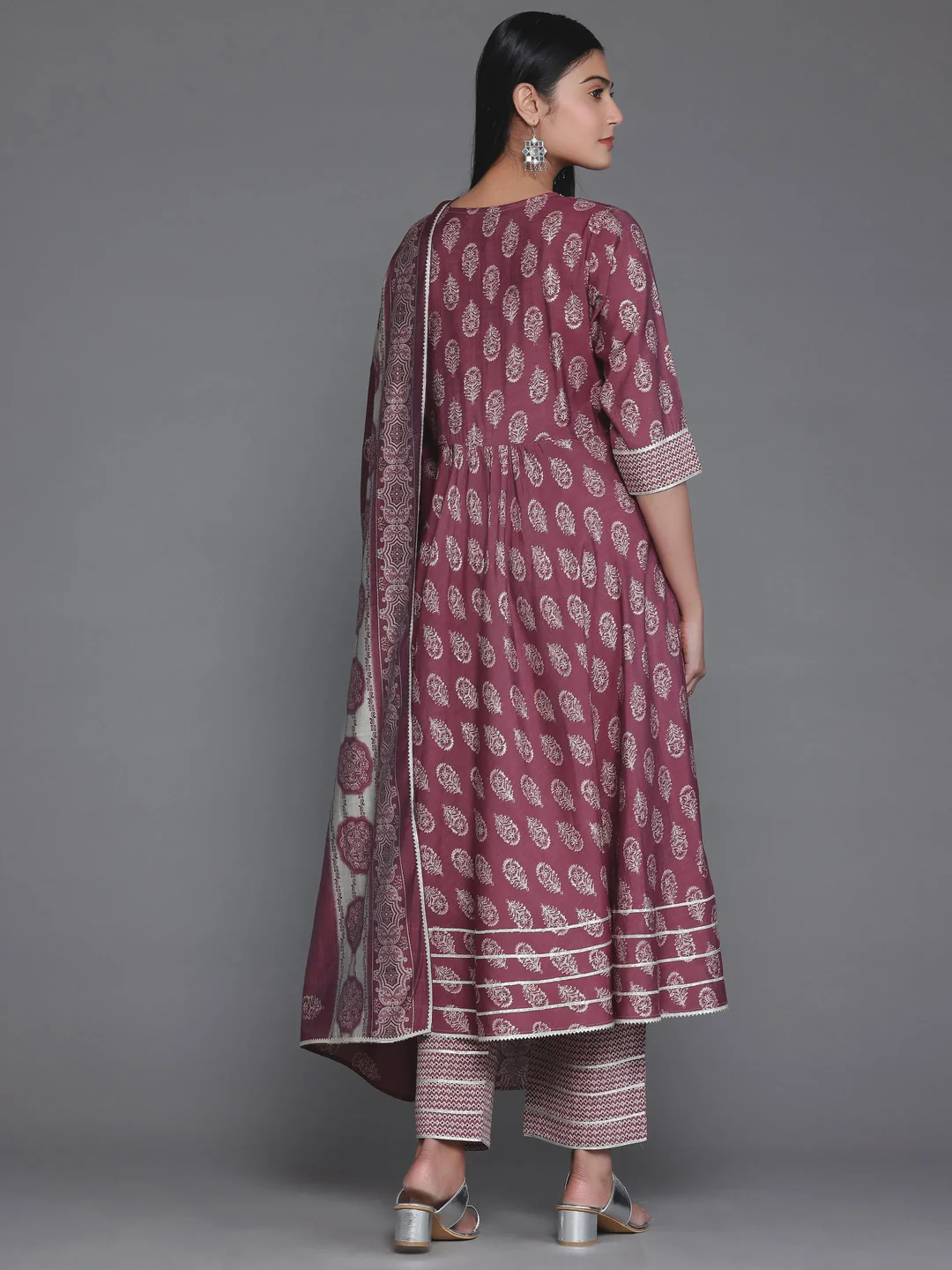 Printed Silk Blend Anarkali Suit With Dupatta (PACK OF 2)