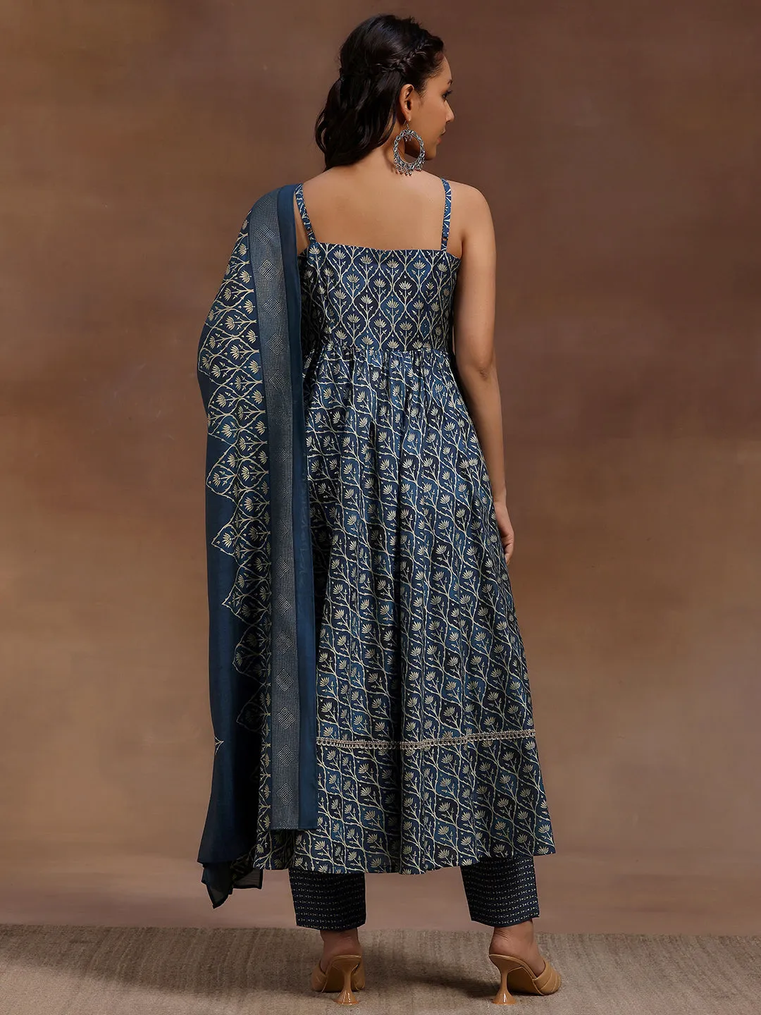Printed Silk Blend Anarkali Suit With Dupatta (PACK OF 2)